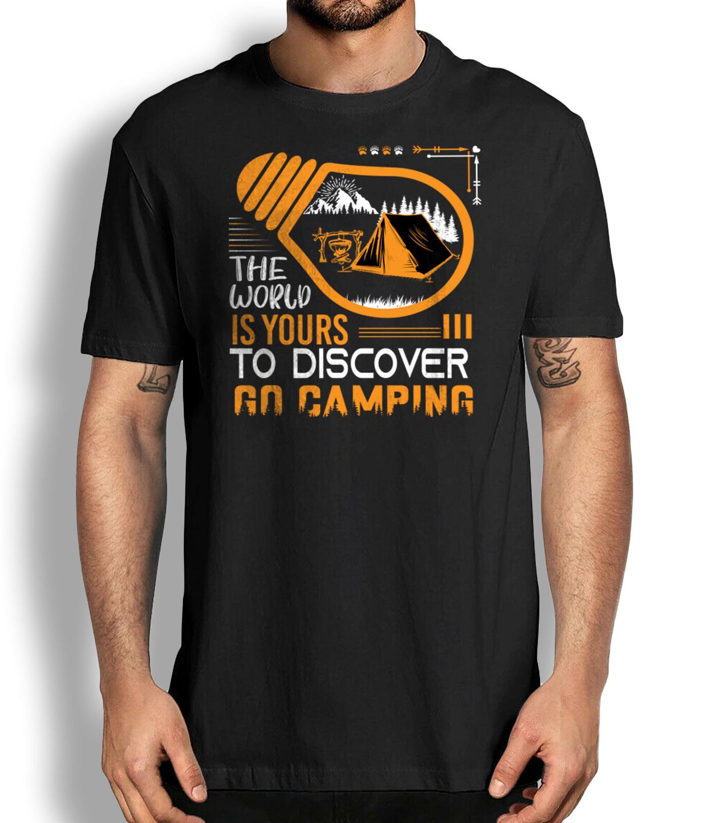 The World Is Yours To Discover Go Camping T-shirt Vintage Travel T-shirt L