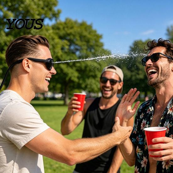 Beach Party Prank Glasses Water Glasses, Funny Squirt Sunglasses with 90ml Refillable Reservoir, Spray Eyewear Hidden Sprayer for Adults Summer