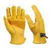 American Motorcycle Vintage Gloves Cowhide Leather Yellow Full Finger Gloves (M)