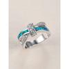 Light Luxury Style Diamond Inlaid Blue Cross Ring Versatile Ring