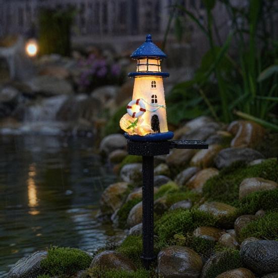 Solar Lighthouse Lawn Light, Outdoor Garden Lighthouse Statue Solar Light, Waterproof Solar Pathway Light for Patio Lawn Yard