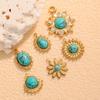 European & American Cross Turquoise Necklace Earrings Pendant Sunflower Charms DIY Sweater Chain for Women