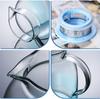 Creative color filter juice pot large volume gradient blue glass teapot household explosion-proof cool teapot cup holder set