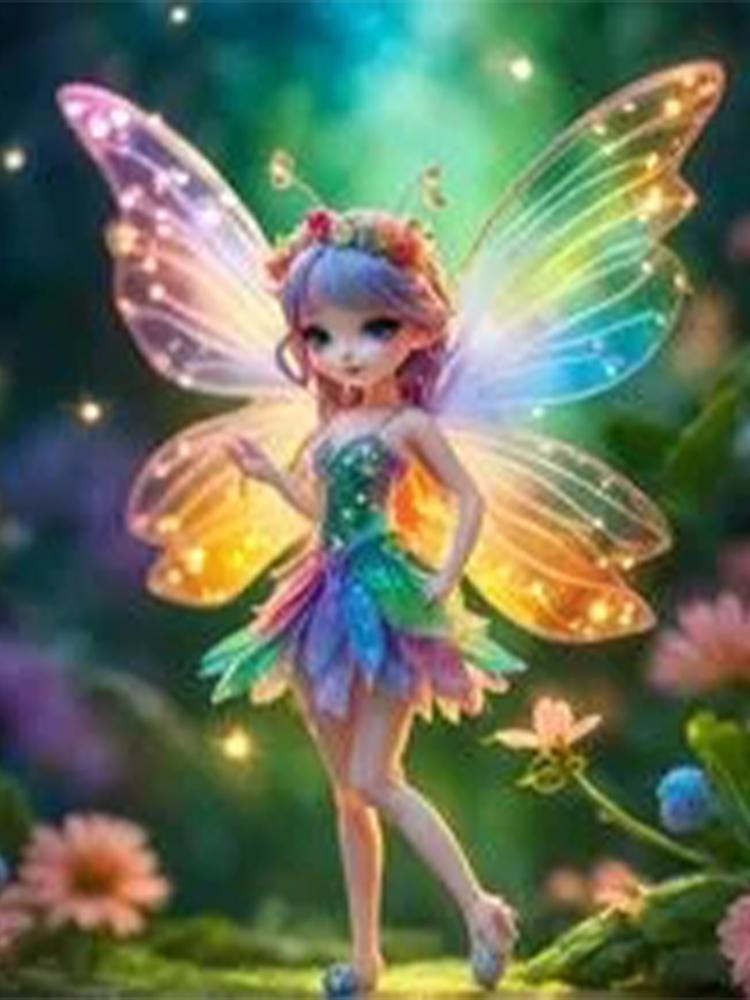 5D DIY Jewelry Cross Embroidery Painting Mosaic Home Decoration Gift with Elf Butterflies In Diamond Cross Embroidery Flowers