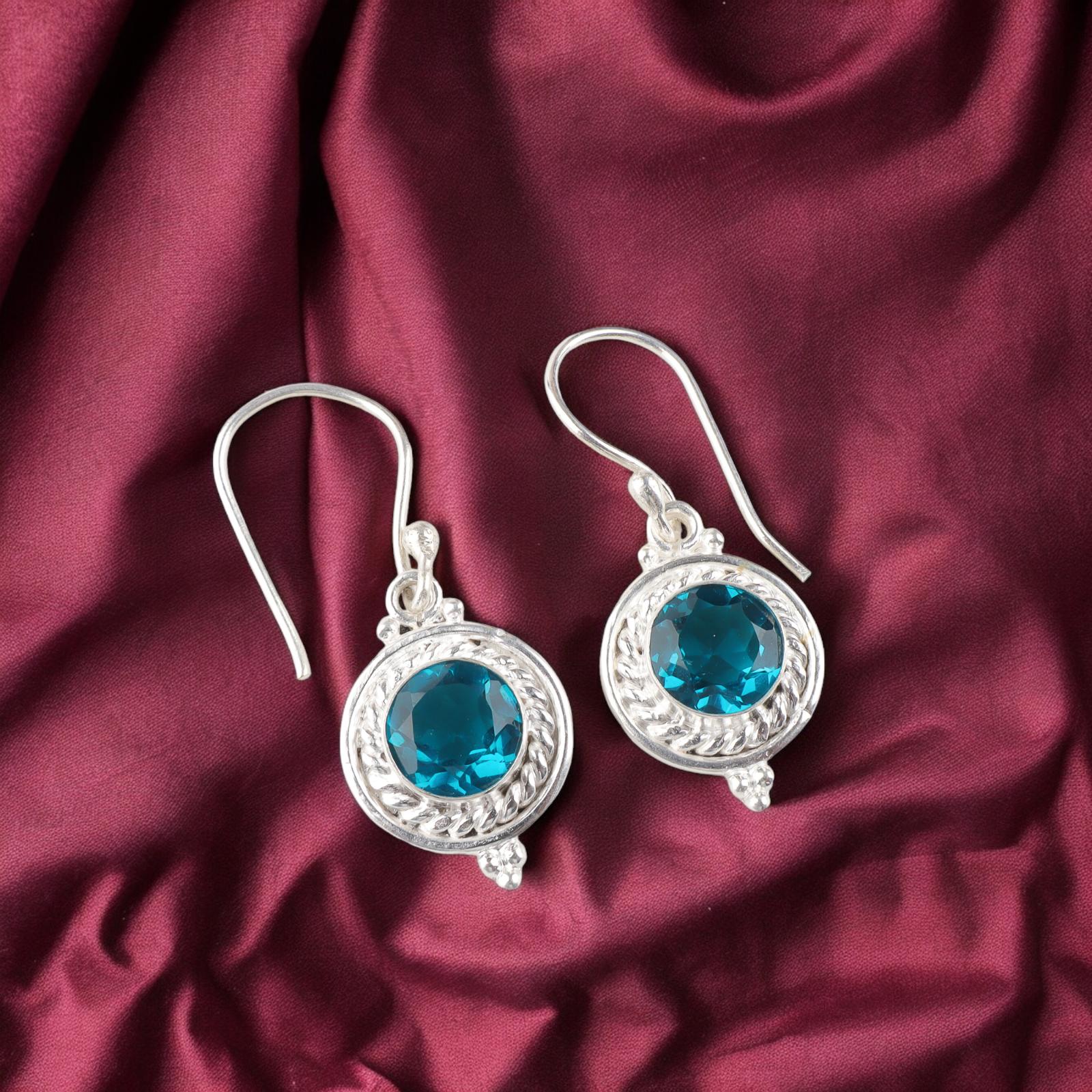 

Apatite Gemstone 925 Sterling Silver Jewelry Handmade Earrings 3.0 Gift For Her EE-117-1