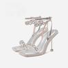 2025 New Fairy Style Outer Wear Beautiful Thick-soled Silver Rhinestone Sandals with Stiletto Starry Sky High Heels