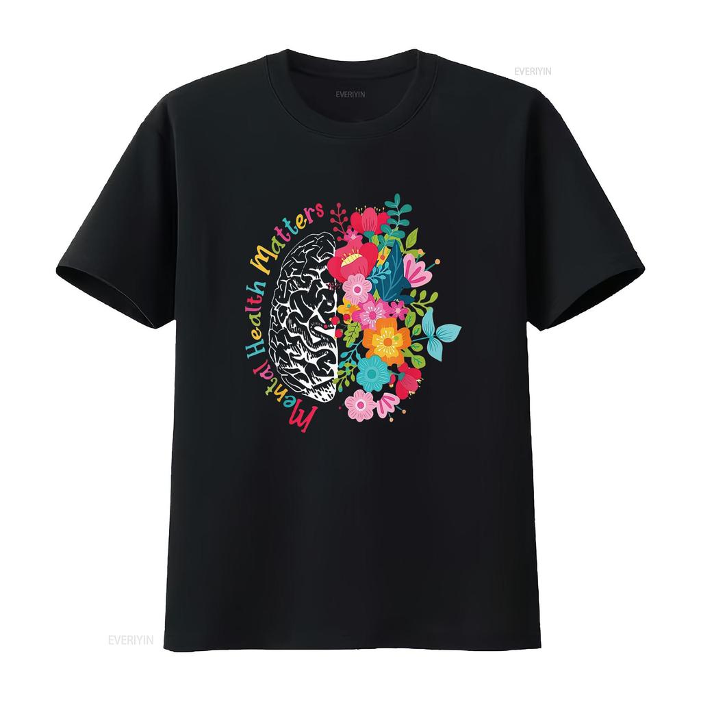 Mental Health Matters Awareness Brain Neurodiversity Emotion T Shirt vintage Washed homme Versatile Unisex fashion Comfortable