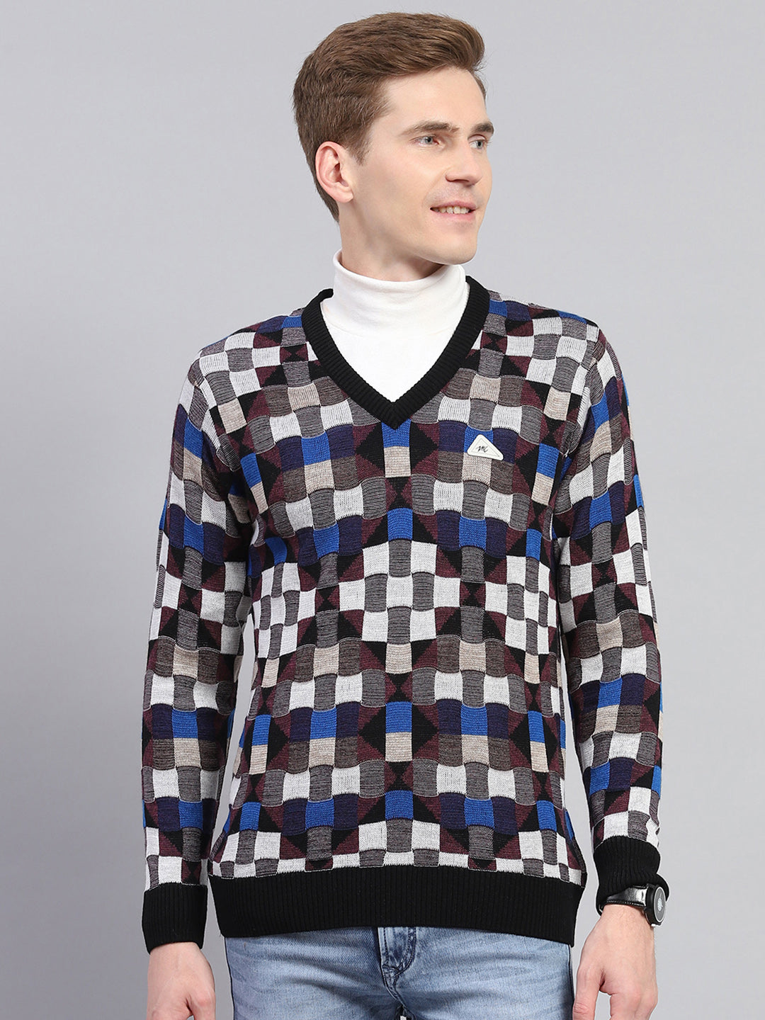 Monte Carlo Mens Regular Fit Self Designed Pullover L