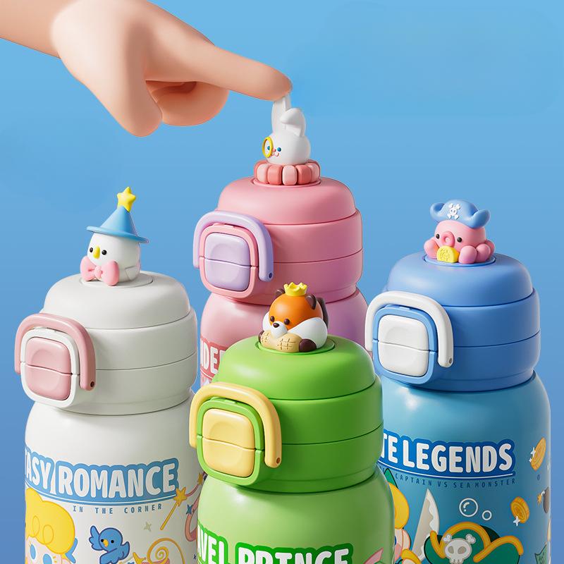 Cute Thermos Cup Children's Double Drink Cup Stainless Steel Food Grade Students Male and Female Cartoon Figures Water Bottle Cup