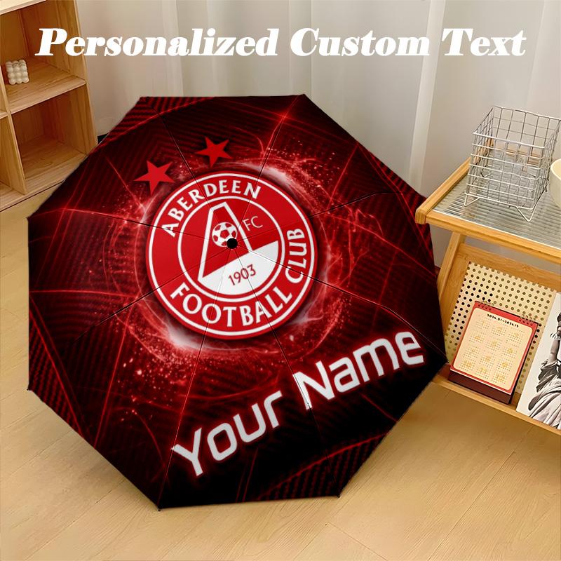 8 Rib Auto Folding Umbrella Aberdeen FC Print Custom Name Text Portable Rain Gear