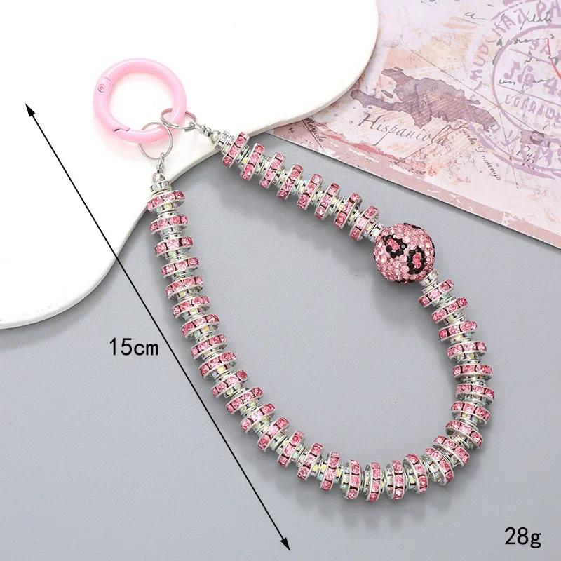 Diamond Pendant Phone Lanyard Universal Lanyard Anti-lost Luxury Diamond-encrusted Wrist Chain Short Pearl Diamond Ring Strap