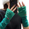 Y2K Fingerless Gloves for Women Fashion Knitting Arm Sleeves Decorative Gloves for Teens Girl Casual Plush Hand Gloves