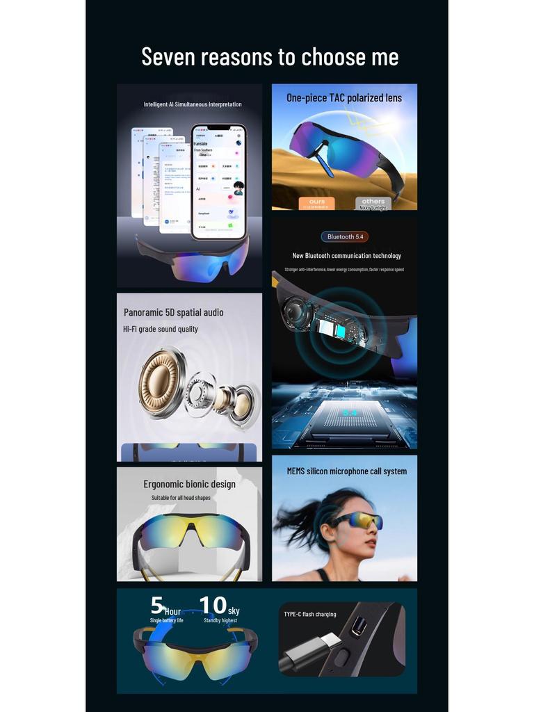AI-Enhanced Windproof Sports Glasses: Trendy Cycling and Ski Goggles with Superior Sound Quality