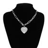 Elegant Geometric Heart Pendant Necklace Handmade Choker Adjustable Length Clavicle Chain Jewelry for Women Girls