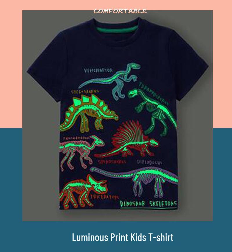 Luminous Dinosaur Boys' Cartoon Short-Sleeve T-shirt