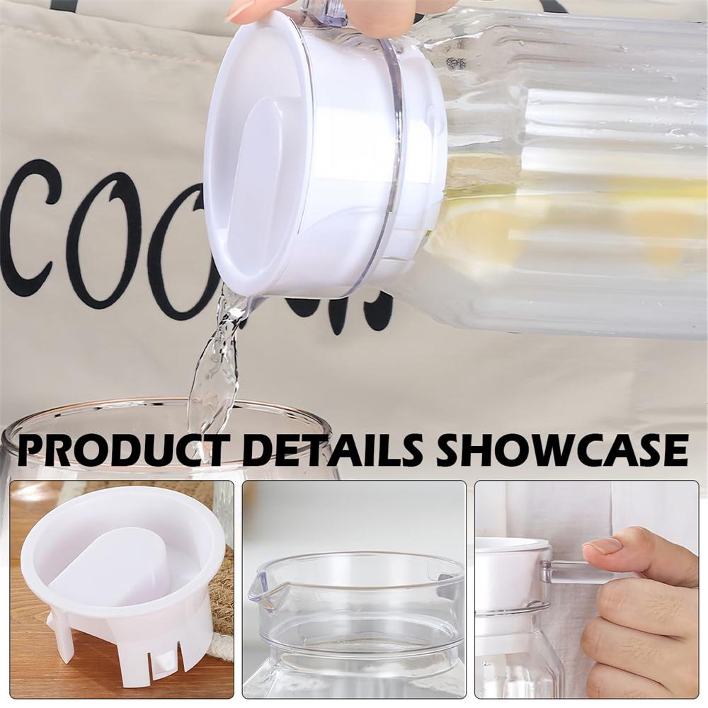 1pc Acrylic Pitcher Transparent Juice Bottle with Lid, Striped Water Ice Cold Juice Jug Non-Slip Handle for Bar Home Homemade Be