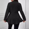 Fall Winter Lady Suit Coat Single Button Textured Jaquard Solid Color Mid Length Deep V Neck Long Sleeves Formal Business Style Lady Commuting Jacket