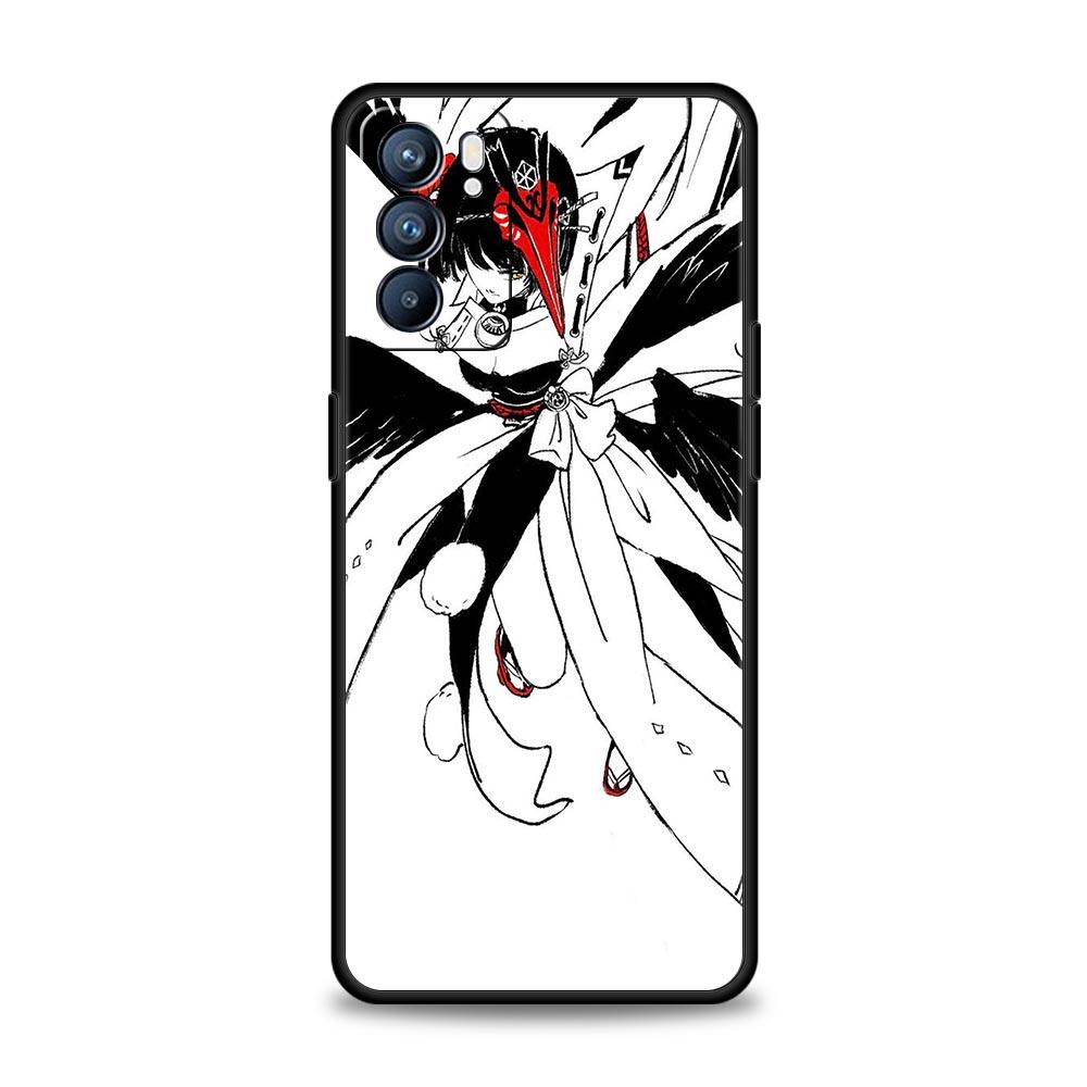 Genshin impact svart og hvitt Deksel For OPPO Find X5 A54 A53 A52 A9 2020 A16 A15 A95 A76 A74 A12 Reno7 SE Reno6 Pro+ 5G Deksel