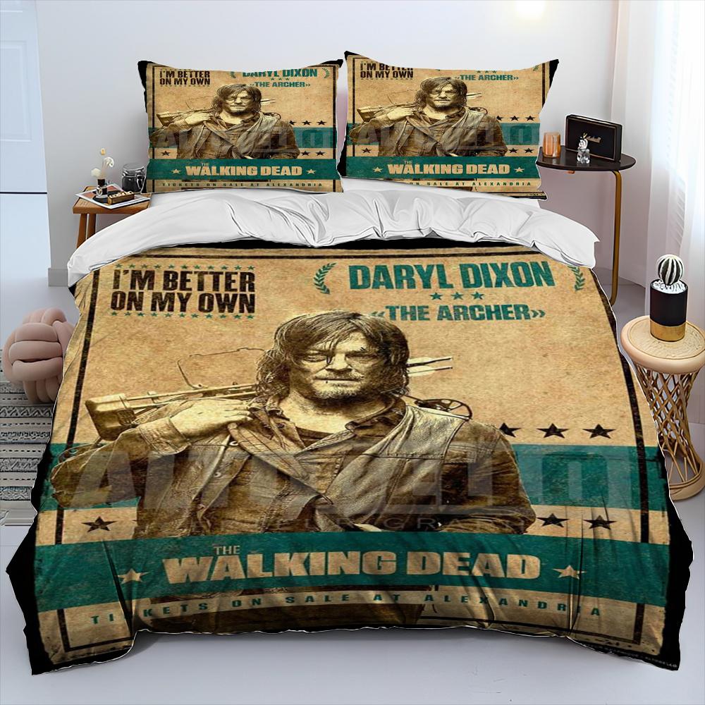 Skräck TV The Walking Dead Lincoln Påslakan Sängkläder Set Påslakan Sängset Täcke Örngott King Queen Storlek Sängkläder Set