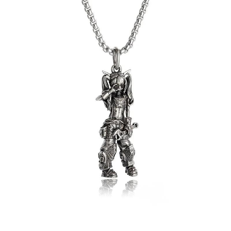 Classic Punk Mechanical Angel Warrior Pendant Necklace Men\\\\'s High Quality Metal Rock Biker Jewelry
