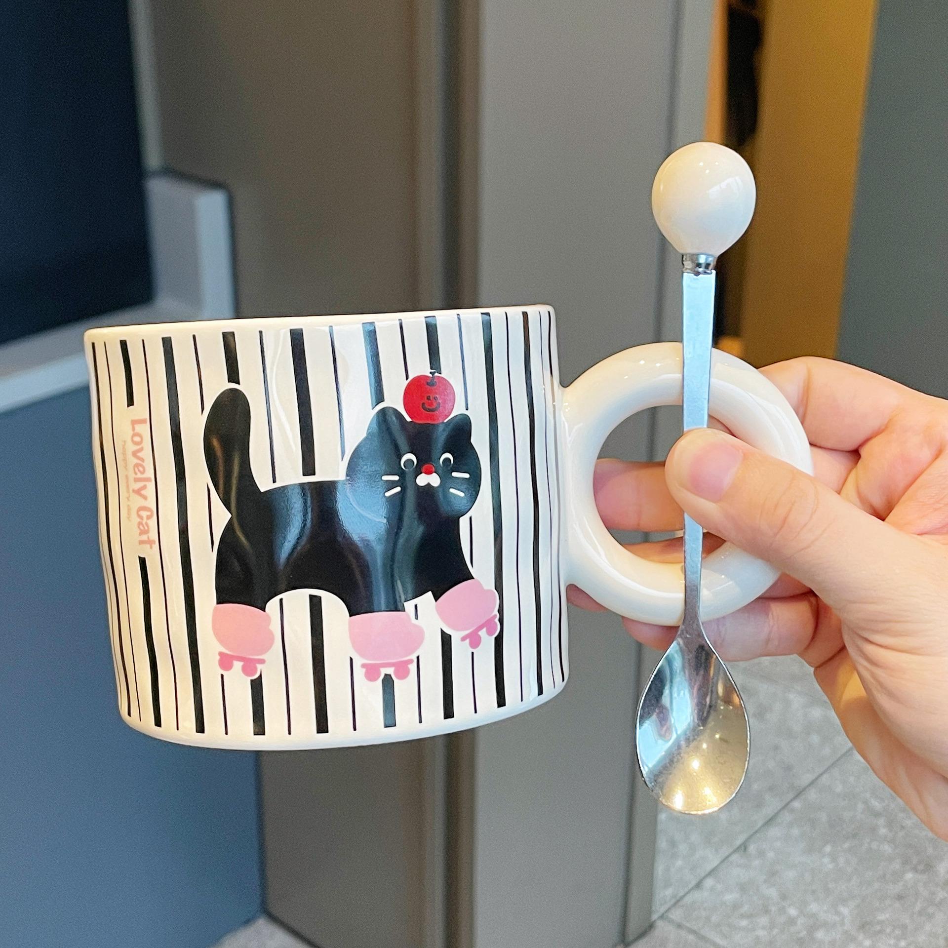 

Сувенир Подарок на выпускной Подарок для учителя Подарочная коробка Креативная практичная чашка для женщин Новая милая керамическая кружка с кошкой 301-400ml