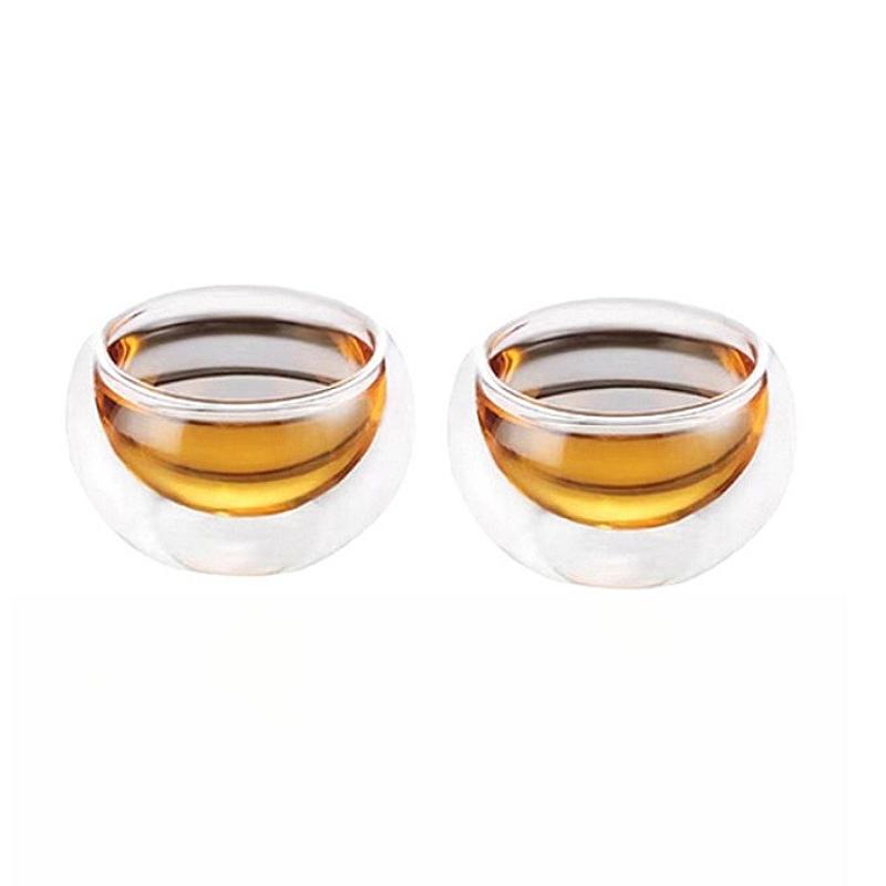 

Наборы из 2 шт. Креативная чашка из стекла с двойными стенками Прозрачная чайная кружка Бытовая термостойкая чашка для воды Маленький бокал для вина Чашка для эспрессо 2pcs