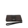 Coach F58035 Corner Zip Wristlet Signature Coated Canvas One Size Black Brown,
