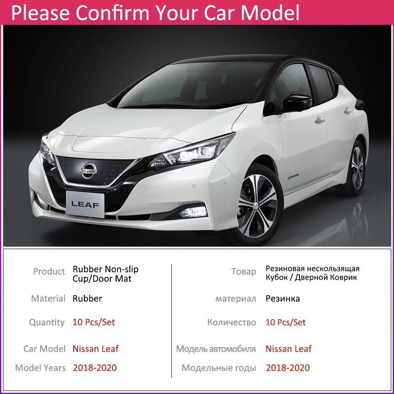 Anti-Slip Rubber Cup Cushion Door Groove Mat for Nissan Leaf ZE1 2018   10Pcs Accessories Car Stickers mat for phone