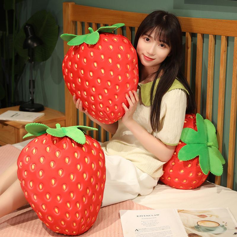 Plush Strawberry Toy Sofa Throw Pillow Office Waist Cushion Stuffed Doll Fruit
