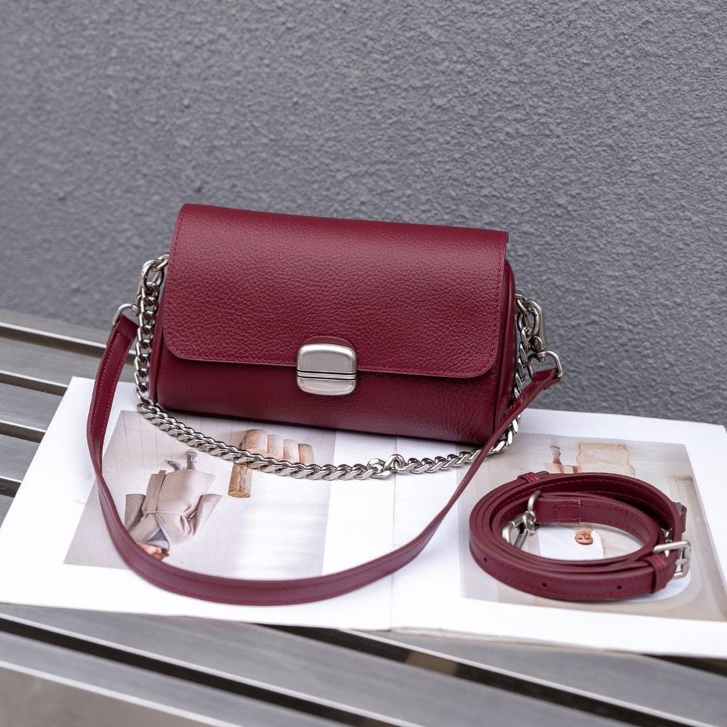 Soft Leather Cylinder Women's Bag Leather Women's Crossbody Bag Commuter Chain Small Bag Single Shoulder Crossbody Niche Mom Bag