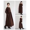 [VaTcsAxg] One Piece Ladies Autumn/winter Long Dress Body Shape Cover Dress Slimmer with Pocket Relaxing Plain Color Round Neck A-line Everyday Wear