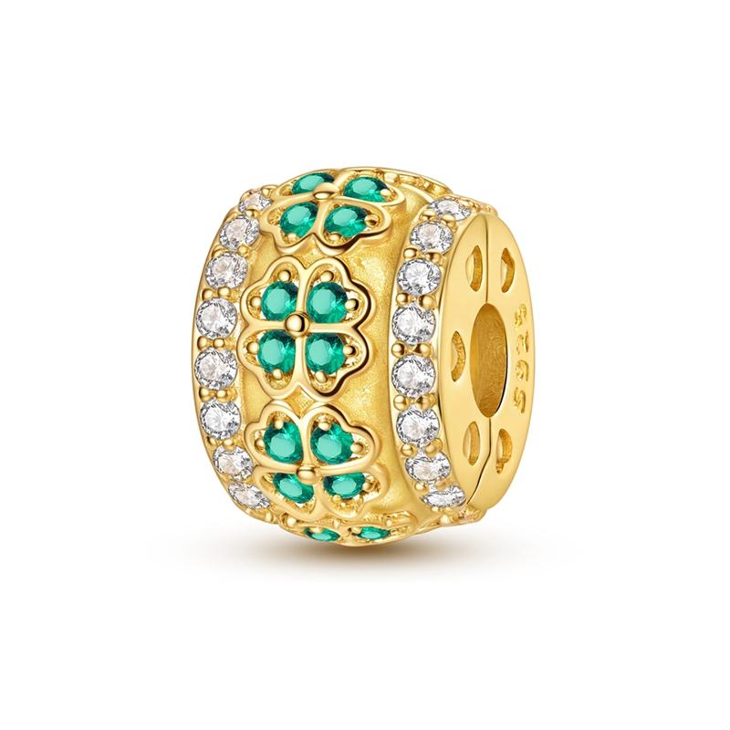 Copper Charms Gold Series Leopard Cat Dog Sunflower Butterfly Charm Bead Pendant Fit Original Bracelet Jewelry Gift