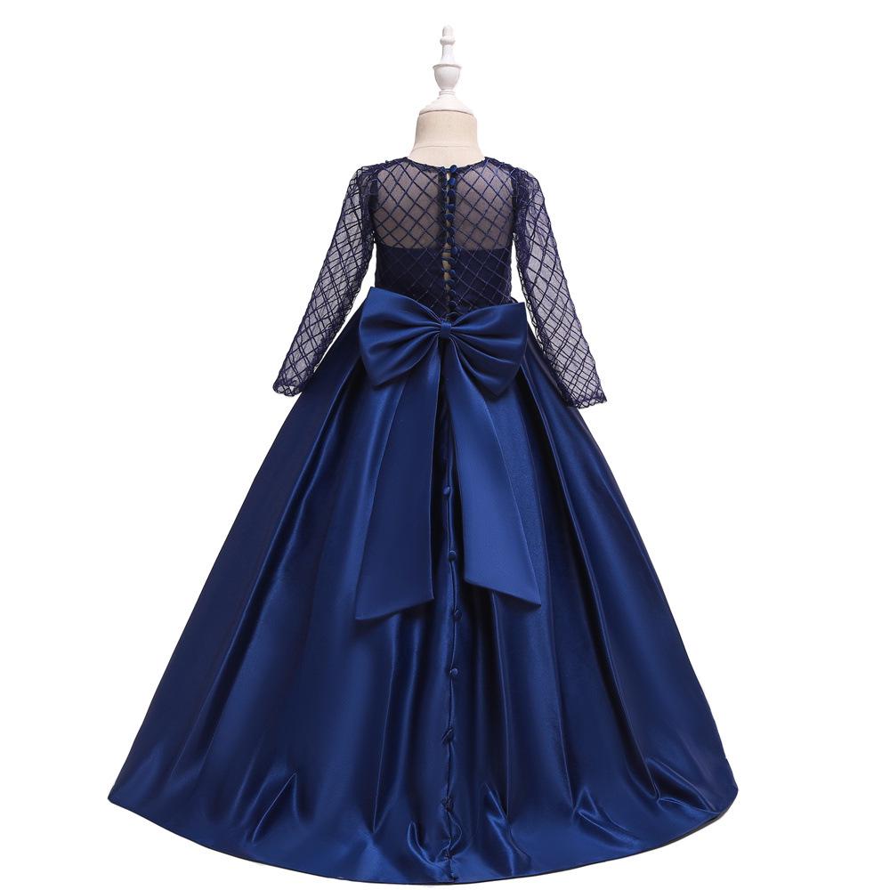 Kinder Prinzessin Langarm Formelles Hochzeits Blumenmädchen Kleid