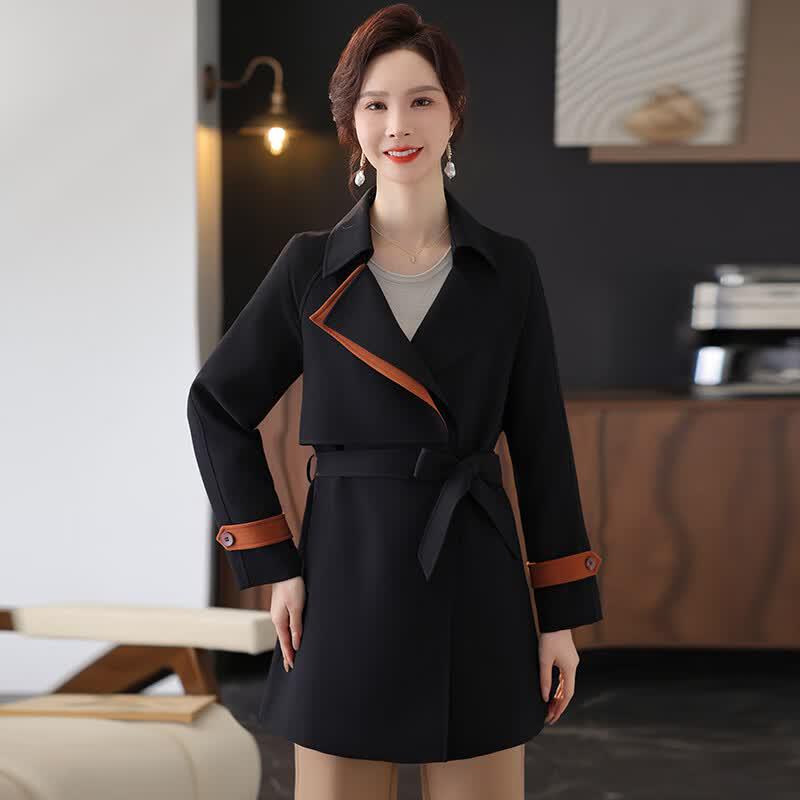 Middle-aged Women s Autumn Stylish Windbreaker Coat 4XL