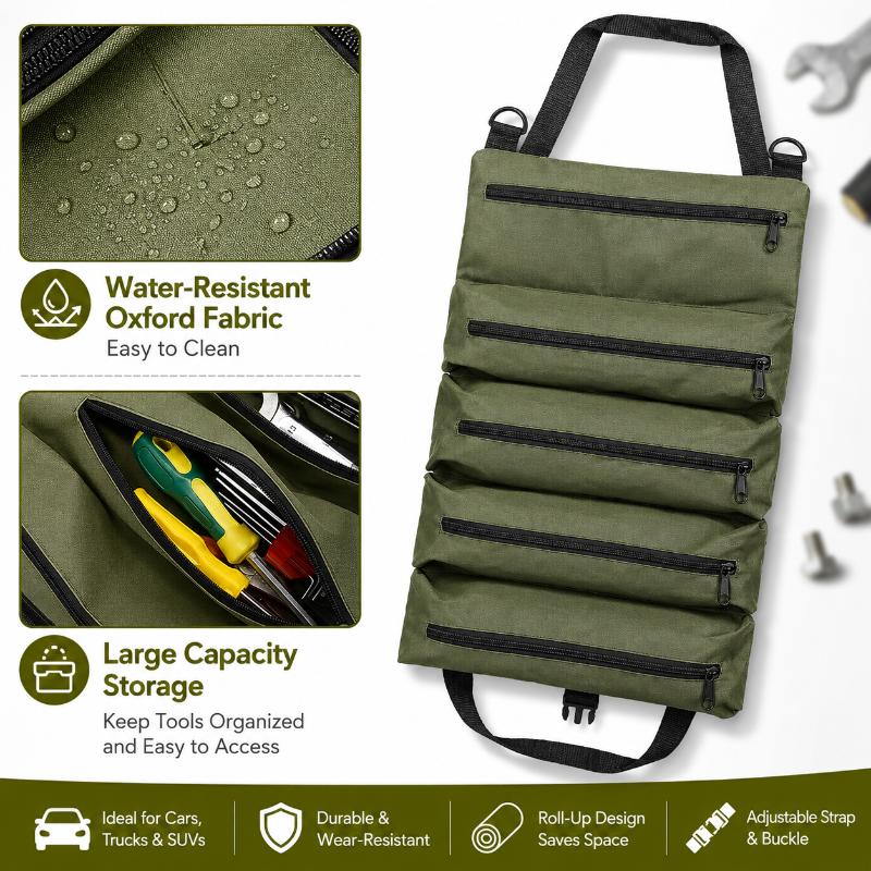 Heavy Duty Roll Up Tool Organizer Oxford Fabric Waterproof Multi Storage Bag Portable Pouch for Mechanics Household Repair