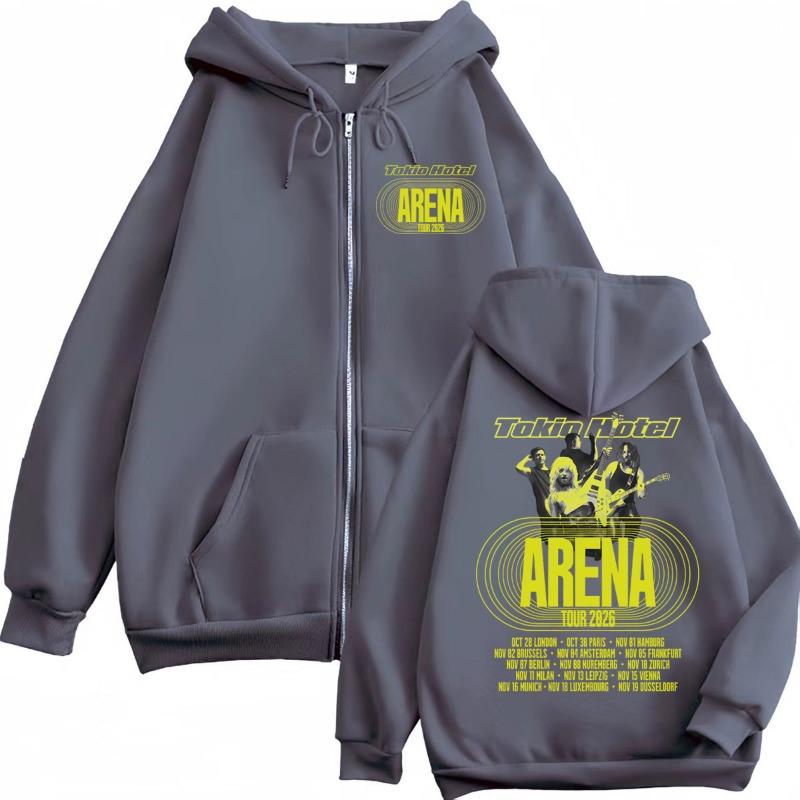 Tokio Hotel Arena Tour 2026 Zipper Hoodies Men Women Fashion Rock Zip Up Pullovers High Quality Fleece Long Sleeve Sweatshirts