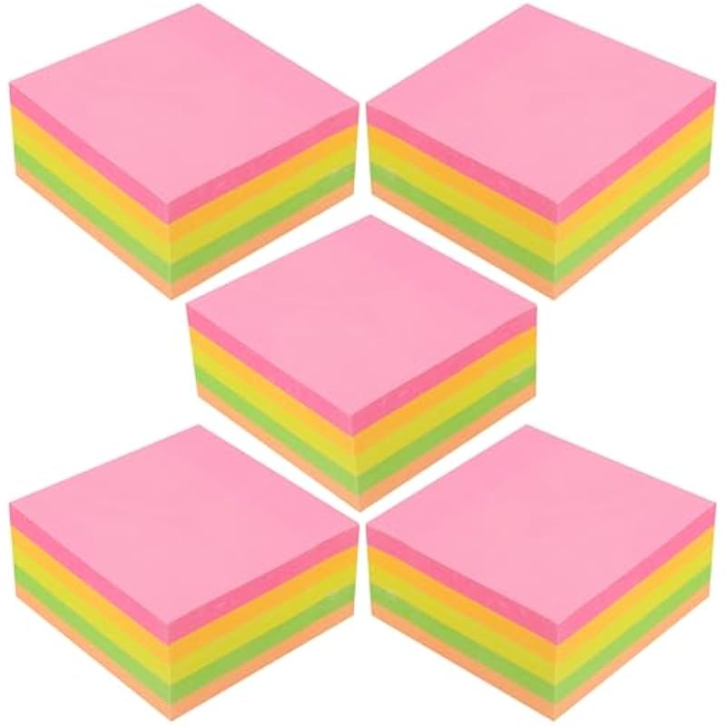 Glun 400Pcs Super Sticky Note Pad, Plain Notes For Lists And Longer Notes, 2 Times Sticking Power In Bright Neon Colors