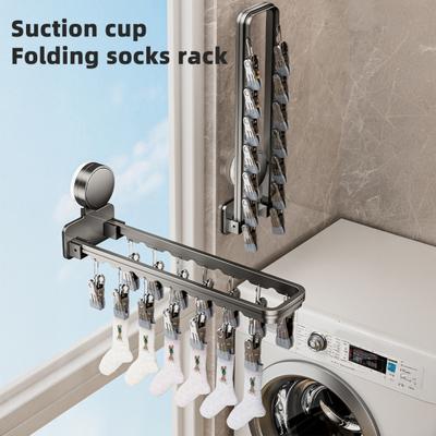 1/2/3 stuks Zuignap Droogrek Sokkenhangers Sterk Draagvermogen Opvouwbaar Ontwerp Eenvoudig te Installeren Kledingrek Wandmontage Sokkenklemmen