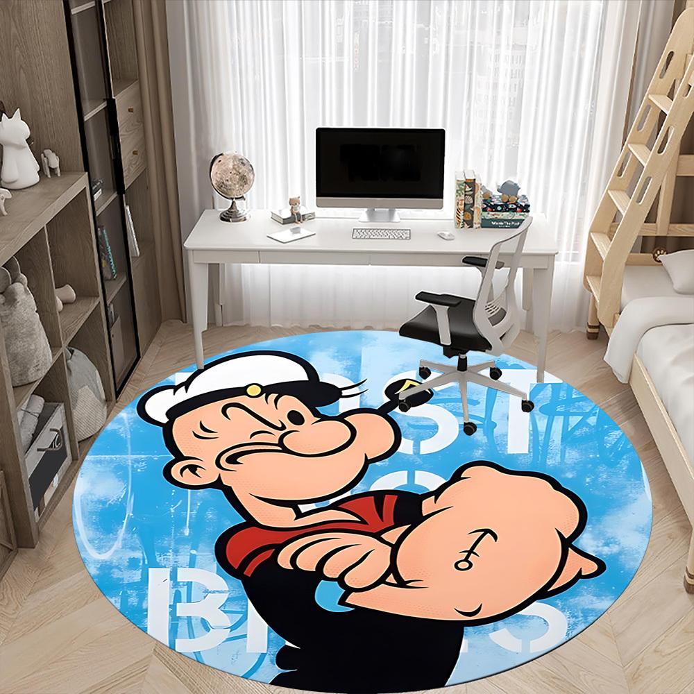 1pc Popeye Sailor Office Round Area Rug, Under Office Chairs Bedroom Living Room Home Decor, Room Deco