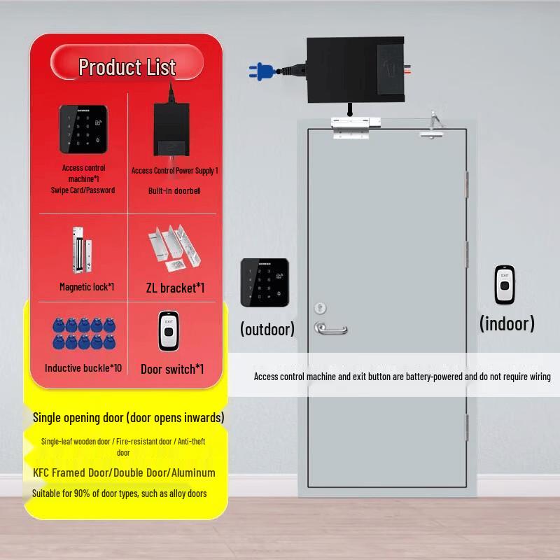 

ZUCON 2.4G Wireless Card & Password Access Control Kit CN plug (adapter included)