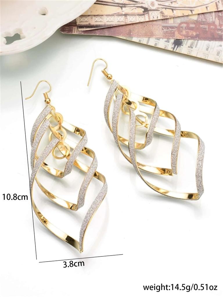 Fashion Sequin Spiral Earrings Stud Women's, Multi-Layer Rotating Geometric Earrings Earrings Accessories