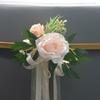 Set Of 6 Sophisticated Florals Pews Decoration with Ribbons Chair Back Ornament for Church Ceremonies and Weddings