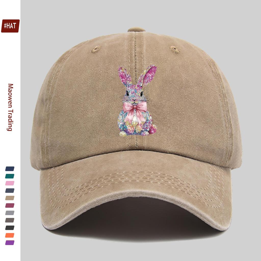 pc Shiny Easter Bunny Cartoon Pattern Printed Baseball Cap Casual and Prom Printed Design Sun Hat Comfortable and Lightweight