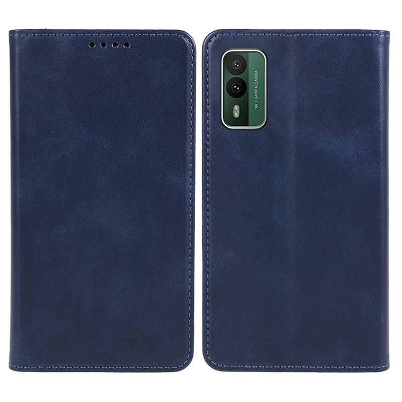 

For Nokia XR21 Business Style Calf Texture Leather Phone Case Magnetic Closing Stand Wallet Cover Blue