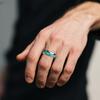 Unique Turquoise Stone Inlay Gold Color Steel Ring  Engagement Wedding Band Jewelry Ocean Style Stainless Steel Ring