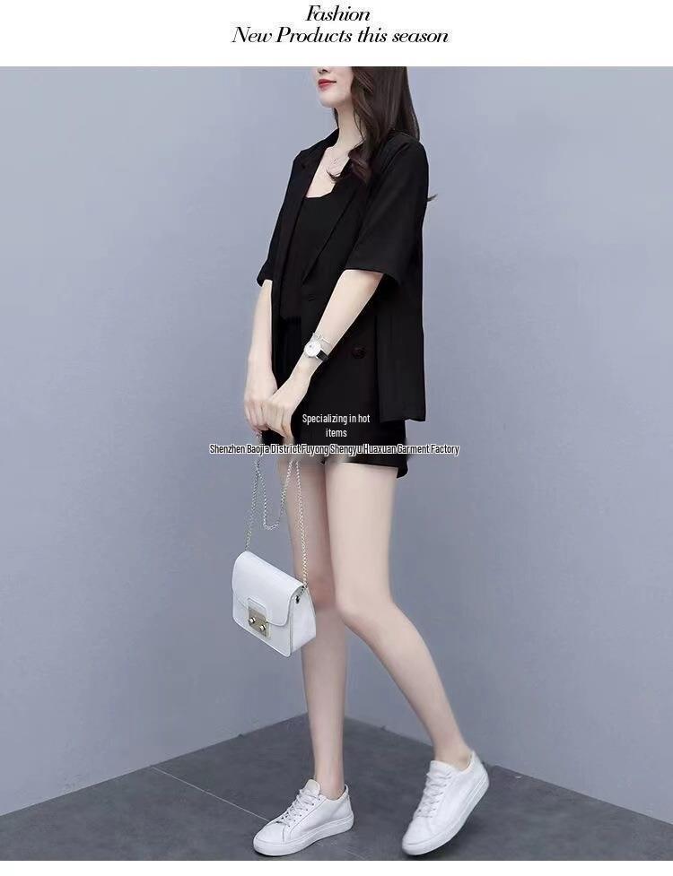 2024 Plus Size Summer Fashion 3-Piece Set: Stylish, Belly-Concealing Shorts Suit for Women