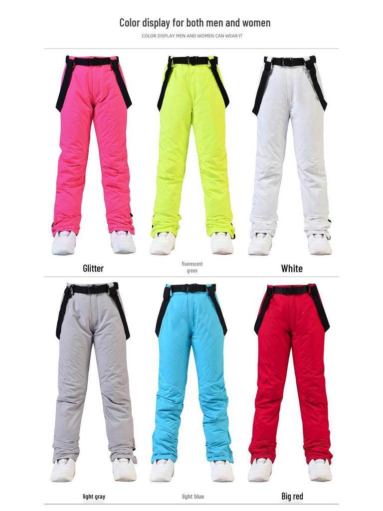 Unisex Winter Windproof Ski Bib Pants - Warm & Thickened for Outdoor Snowboarding