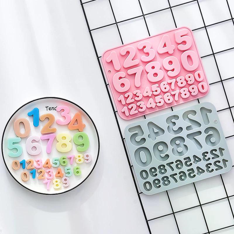 Molde de Silicone de Números, Molde de Chocolate de Números 0-9, Molde de Números Reutilizável, Decorações de Bolo de Feliz Aniversário, Molde para Assar Cupcakes