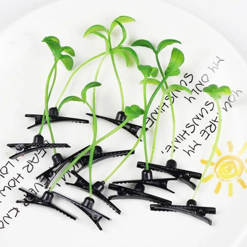 1Pair Simulation Bean Sprout Hair Clip Mushroom Cartoon Duckbill Clips Flower Plant Hairpins  Daily
