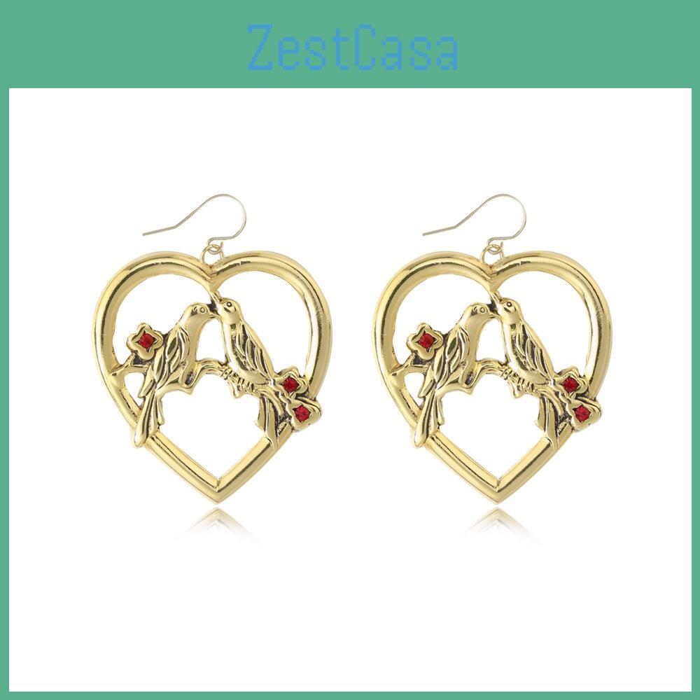 Bird Heart Exquisite Pendant Earrings With Rhinestones Great Anniversaries For